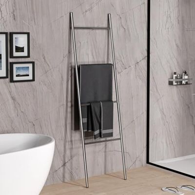 Bernstein Echelle porte-serviettes à poser/fixer Chrome Acier inox 170x49cm Support Serviette Salle de bain Design Série OLA - Publicité Bernstein Echelle porte-serviettes à poser/fixer Chrome Acier inox 170x49cm Support Serviette Salle de bain Design Série OLA - Publicité