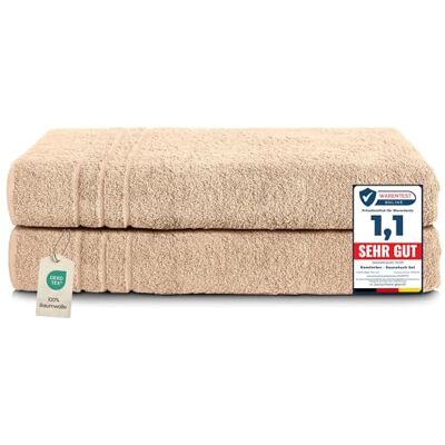 Serviettes de Sauna Sevval Komfortec - 2 pièces 80x200cm Beige - Publicité Serviettes de Sauna Sevval Komfortec - 2 pièces 80x200cm Beige - Publicité