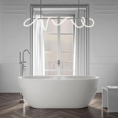 Bernstein Baignoire îlot ovale Blanc mat Acrylique + Bonde et trop plein, 245L 180x75x58cm (lxLxH) ROMA PLUS 2.0 - Publicité Bernstein Baignoire îlot ovale Blanc mat Acrylique + Bonde et trop plein, 245L 180x75x58cm (lxLxH) ROMA PLUS 2.0 - Publicité