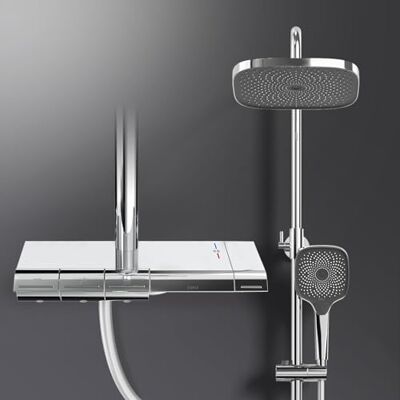 EMKE Système de Douche avec Thermostat, Ensemble de Douche avec Colonne de Douche, Pommeau de Douche à Main avec 3 Jets, Douche Pluie, Système de Douche Chromé - Publicité EMKE Système de Douche avec Thermostat, Ensemble de Douche avec Colonne de Douche, Pommeau de Douche à Main avec 3 Jets, Douche Pluie, Système de Douche Chromé - Publicité