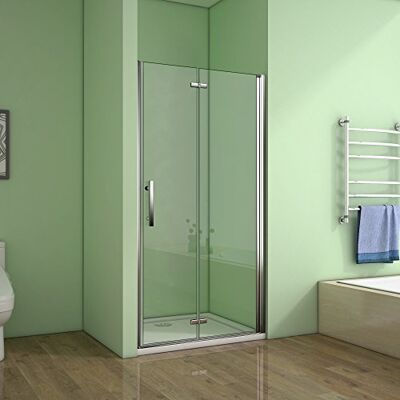 AICA Porte de douche pivotante 76x195cm verre anticalcaire installation en niche - Publicité AICA Porte de douche pivotante 76x195cm verre anticalcaire installation en niche - Publicité