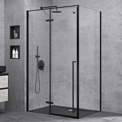 Doporro - Ravenna64K Cabine de douche d angle 80x100x195 cm - profils noirs - Publicité Doporro - Ravenna64K Cabine de douche d angle 80x100x195 cm - profils noirs - Publicité