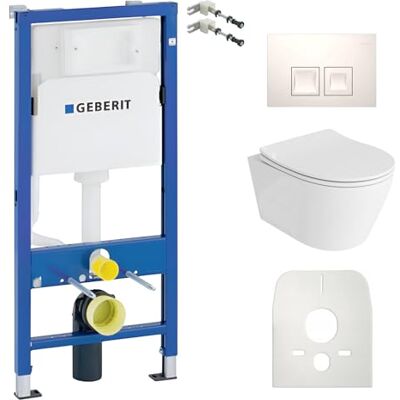 lavita Duofix Praia Basic Ensemble WC encastré avec élément de chasse d'eau + abattant WC + panneau de commande Delta 25 Bouton blanc Kit complet encastré pour WC - Publicité lavita Duofix Praia Basic Ensemble WC encastré avec élément de chasse d'eau + abattant WC + panneau de commande Delta 25 Bouton blanc Kit complet encastré pour WC - Publicité