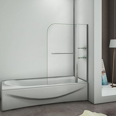 AICA écran de baignoire 100x140cm pare de douche pivotant Pare baignoire avec les étages en verre securit - Publicité AICA écran de baignoire 100x140cm pare de douche pivotant Pare baignoire avec les étages en verre securit - Publicité
