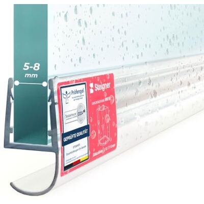 STEIGNER Joint porte de douche UK15 170 cm (1 pc.) transparent Joint vertical pour douche à accès d'angle ou pentagonale avec porte 5-8 mm Ajustement parfait, Matériau durable, Finition esthétique - Publicité STEIGNER Joint porte de douche UK15 170 cm (1 pc.) transparent Joint vertical pour douche à accès d'angle ou pentagonale avec porte 5-8 mm Ajustement parfait, Matériau durable, Finition esthétique - Publicité