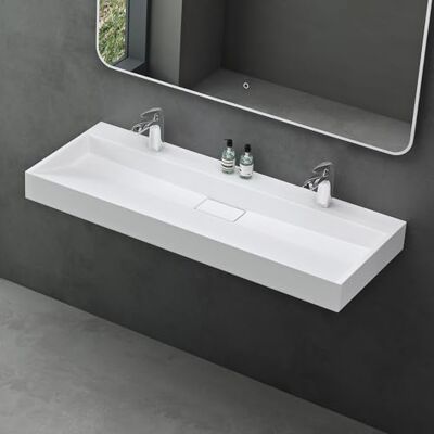 Mai & Mai Lavabo Rectangulaire Posé Suspendu 120x46x11cm sans Trop-Plein - Publicité Mai & Mai Lavabo Rectangulaire Posé Suspendu 120x46x11cm sans Trop-Plein - Publicité