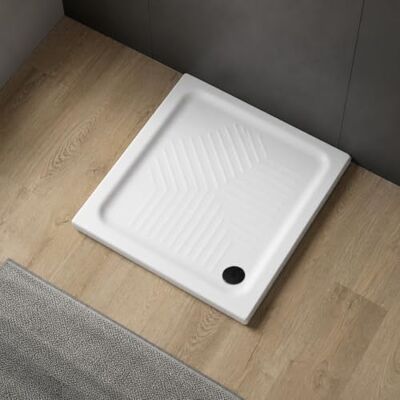 Kiamami Valentina receveur de douche carré 80x80 cm antidérapant céramique Céramique émaillée de qualité, hauteur 10 cm, évacuation 60 mm, surface antidérapante, fabrication italienne - Publicité Kiamami Valentina receveur de douche carré 80x80 cm antidérapant céramique Céramique émaillée de qualité, hauteur 10 cm, évacuation 60 mm, surface antidérapante, fabrication italienne - Publicité