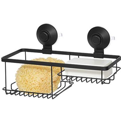 InterDesign iDesign Corbeille de Douche sans Perçage, Panier de Douche en Métal à 2 Compartiments avec Technologie Push-Lock, Panier de Salle de Bain avec Crochets pour Rasoirs, Noir Mat - Publicité InterDesign iDesign Corbeille de Douche sans Perçage, Panier de Douche en Métal à 2 Compartiments avec Technologie Push-Lock, Panier de Salle de Bain avec Crochets pour Rasoirs, Noir Mat - Publicité
