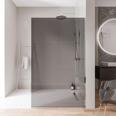 Bernstein Paroi de douche italienne 80x200cm, verre fumé NANO 10mm, profilé mural + sol chrome EX102 - Publicité Bernstein Paroi de douche italienne 80x200cm, verre fumé NANO 10mm, profilé mural + sol chrome EX102 - Publicité