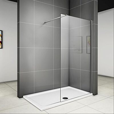 AICA 900x1850x6mm paroi de douche walk in verre anticalcaire avec barre fixation 1400mm - Publicité AICA 900x1850x6mm paroi de douche walk in verre anticalcaire avec barre fixation 1400mm - Publicité