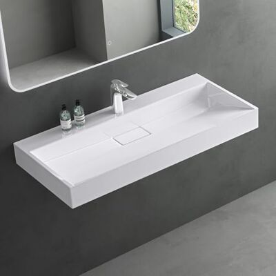 Mai & Mai Lavabo Rectangulaire Posé Suspendu 90x46x11cm sans Trop-Plein - Publicité Mai & Mai Lavabo Rectangulaire Posé Suspendu 90x46x11cm sans Trop-Plein - Publicité