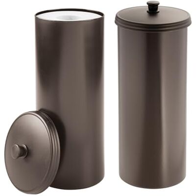 InterDesign iDesign Lot de 2 Porte-Papier Toilette autoportants avec Couvercle pour 3 Rouleaux supplémentaires, Bronze, fabriqués aux États-Unis - Publicité InterDesign iDesign Lot de 2 Porte-Papier Toilette autoportants avec Couvercle pour 3 Rouleaux supplémentaires, Bronze, fabriqués aux États-Unis - Publicité