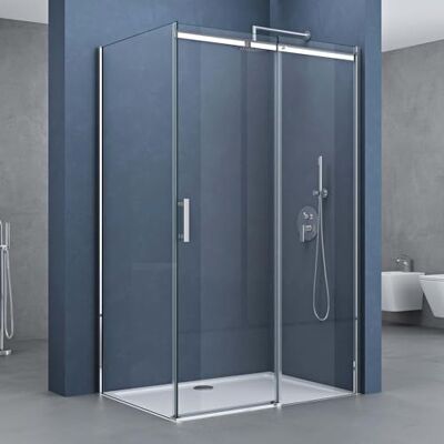 DOPORRO - Cabine de douche 70x110x195cm - ESG 8mm - Portes coulissantes - Publicité DOPORRO - Cabine de douche 70x110x195cm - ESG 8mm - Portes coulissantes - Publicité