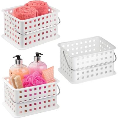 InterDesign iDesign Lot de 3 paniers de douche portables en plastique avec poignée Blanc - Publicité InterDesign iDesign Lot de 3 paniers de douche portables en plastique avec poignée Blanc - Publicité