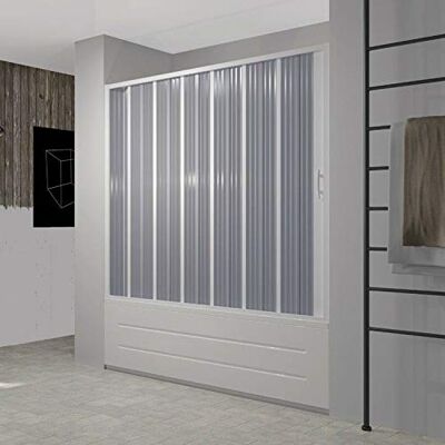 FORTE Porte de douche 170 cm en PVC à soufflet avec ouverture latérale H 150 cm couleur blanc mod. Flex - Publicité FORTE Porte de douche 170 cm en PVC à soufflet avec ouverture latérale H 150 cm couleur blanc mod. Flex - Publicité