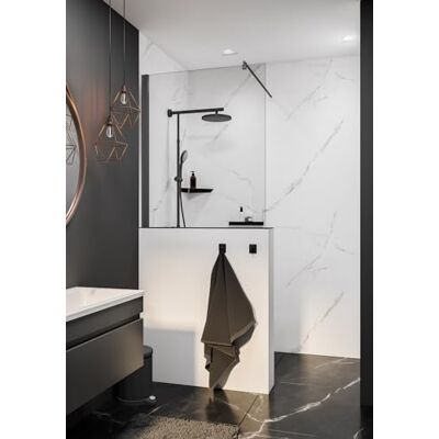 Schulte pare baignoire fixe 80x120 cm noir barre 120 cm verre 5mm - Publicité Schulte pare baignoire fixe 80x120 cm noir barre 120 cm verre 5mm - Publicité