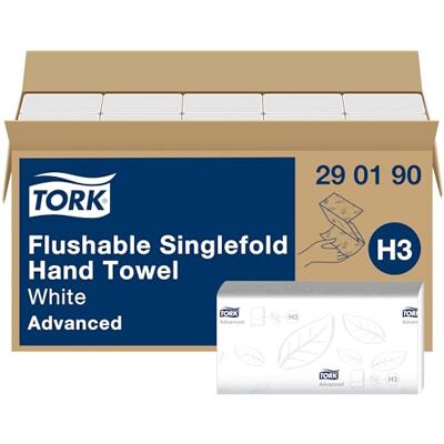 Tork Essuie-mains pliés en V blancs H3, 290190, 15 x 250 feuilles Advanced, délitables - Publicité Tork Essuie-mains pliés en V blancs H3, 290190, 15 x 250 feuilles Advanced, délitables - Publicité