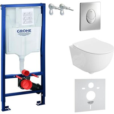 lavita Solido Start + WC suspendu mural Brava blanc sans bord + siège de WC avec système d'abaissement automatique Bouton chromé Kit complet encastré WC complet - Publicité lavita Solido Start + WC suspendu mural Brava blanc sans bord + siège de WC avec système d'abaissement automatique Bouton chromé Kit complet encastré WC complet - Publicité