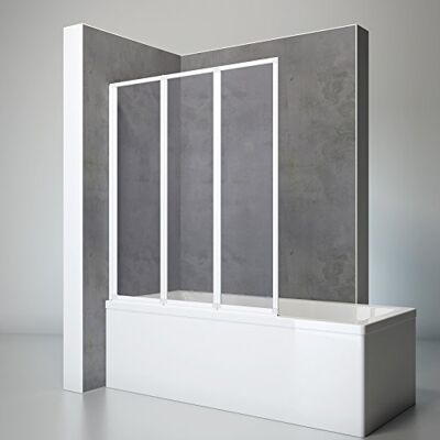 Schulte pare baignoire l.127 x 140 blanc, 3 volets, réversible, 3mm - Publicité Schulte pare baignoire l.127 x 140 blanc, 3 volets, réversible, 3mm - Publicité