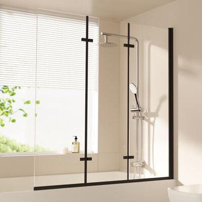 EMKE Paroi de douche pour baignoire 120 x 140 cm Noir 3 pièces Pliable Pour baignoire, paroi de douche pliable 6 mm Verre de sécurité - Publicité EMKE Paroi de douche pour baignoire 120 x 140 cm Noir 3 pièces Pliable Pour baignoire, paroi de douche pliable 6 mm Verre de sécurité - Publicité