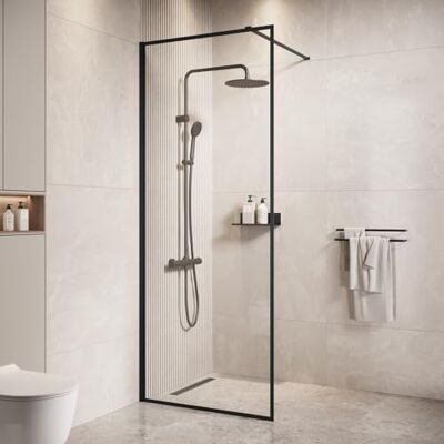 BADPLAATS - Georgia - 60x200 cm - Noir - Paroi de douche - Publicité BADPLAATS - Georgia - 60x200 cm - Noir - Paroi de douche - Publicité