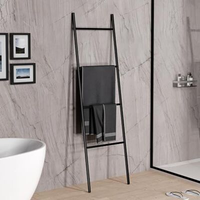 Bernstein Echelle porte-serviettes à poser/fixer Noir mat Acier inox 170x49cm Support Serviette Salle de bain Design Série OLA - Publicité Bernstein Echelle porte-serviettes à poser/fixer Noir mat Acier inox 170x49cm Support Serviette Salle de bain Design Série OLA - Publicité