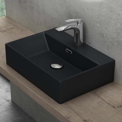 DOPORRO Lavabo rectangulaire mural en céramique - 51x36x13 cm - Publicité DOPORRO Lavabo rectangulaire mural en céramique - 51x36x13 cm - Publicité
