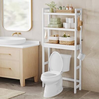 SONGMICS Étagère WC, Rangement au-Dessus des Toilettes, 3 Niveaux, avec Étagère Réglable, Convient à la Plupart des Toilettes, Gain de Place, Montage Facile, Blanc Nuage et Beige Naturel BTS001W02 - Publicité SONGMICS Étagère WC, Rangement au-Dessus des Toilettes, 3 Niveaux, avec Étagère Réglable, Convient à la Plupart des Toilettes, Gain de Place, Montage Facile, Blanc Nuage et Beige Naturel BTS001W02 - Publicité