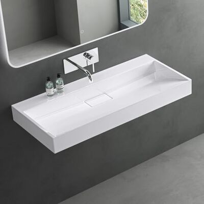 Mai & Mai Lavabo Rectangulaire 90x46x11cm sans Perçage Trop-Plein - Publicité Mai & Mai Lavabo Rectangulaire 90x46x11cm sans Perçage Trop-Plein - Publicité