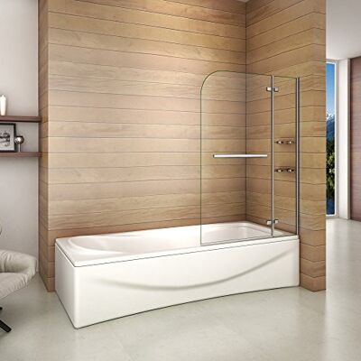 AICA Paroi de douche 120x140cm pare de douche pivotant Pare baignoire avec les étages en verre securit - Publicité AICA Paroi de douche 120x140cm pare de douche pivotant Pare baignoire avec les étages en verre securit - Publicité