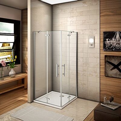 AICA 100x100x185cm cabine de douche à charnière porte de douche avec barre de fixation accès d'angle verre anticalcaire - Publicité AICA 100x100x185cm cabine de douche à charnière porte de douche avec barre de fixation accès d'angle verre anticalcaire - Publicité