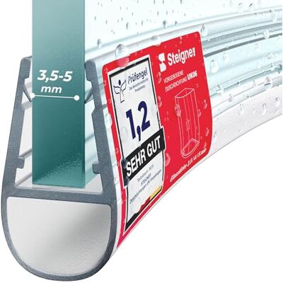 STEIGNER Joint de Douche pour paroi en Verre, 80cm, vitre 3,5/4/5mm, Joint d'étanchéité PVC courbé pour Les cabines de Douche arrondies, UK06 - Publicité STEIGNER Joint de Douche pour paroi en Verre, 80cm, vitre 3,5/4/5mm, Joint d'étanchéité PVC courbé pour Les cabines de Douche arrondies, UK06 - Publicité