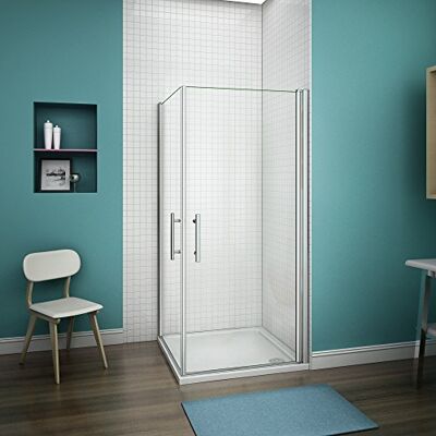AICA Porte de douche 80x80x185cm Porte pivotante cabine de douche verre anticalcaire - Publicité AICA Porte de douche 80x80x185cm Porte pivotante cabine de douche verre anticalcaire - Publicité