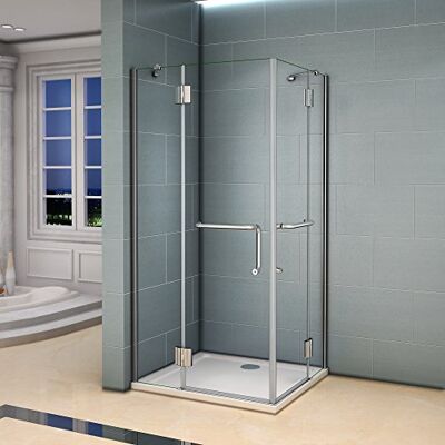 AICA Porte de douche 100x80x190cm cabine de douche accès angle droit verre anticalcaire - Publicité AICA Porte de douche 100x80x190cm cabine de douche accès angle droit verre anticalcaire - Publicité