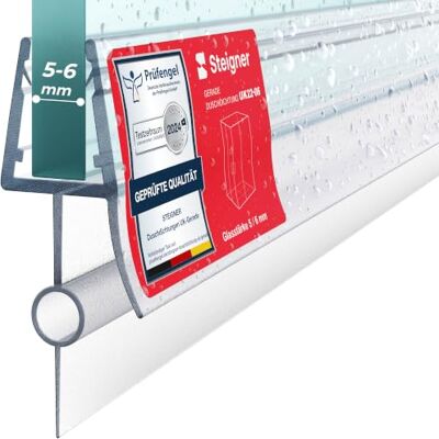 STEIGNER Joint porte de douche UK22 130 cm (1 pc.) transparent Joint vertical pour douche à accès d'angle ou pentagonale avec porte 5-6 mm Ajustement parfait, Matériau durable, Installation facile - Publicité STEIGNER Joint porte de douche UK22 130 cm (1 pc.) transparent Joint vertical pour douche à accès d'angle ou pentagonale avec porte 5-6 mm Ajustement parfait, Matériau durable, Installation facile - Publicité