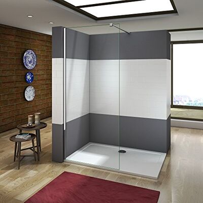 AICA Paroi de douche 130x200 10mm en verre anticalcaire Walk in paroi de fixation avec barre de fixation extensible - Publicité AICA Paroi de douche 130x200 10mm en verre anticalcaire Walk in paroi de fixation avec barre de fixation extensible - Publicité