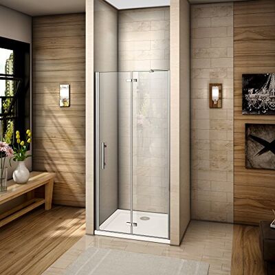 AICA 100x185cm porte de douche à charnière paroi de fixation avec la barre de soutien horizontale murale - Publicité AICA 100x185cm porte de douche à charnière paroi de fixation avec la barre de soutien horizontale murale - Publicité
