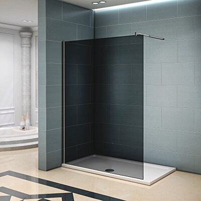AICA Paroi de douche 120x200 cm verre fumé et anticalcaire avec barre fixation extensible cylindrique - Publicité AICA Paroi de douche 120x200 cm verre fumé et anticalcaire avec barre fixation extensible cylindrique - Publicité