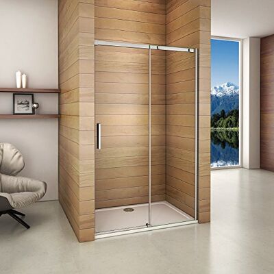 AICA Porte de douche 110x195cm coulissante en niche modèle de Loution - Publicité AICA Porte de douche 110x195cm coulissante en niche modèle de Loution - Publicité