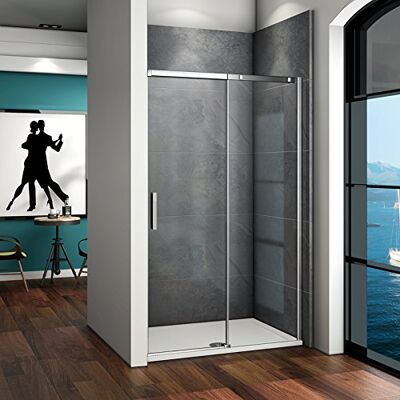 AICA Porte de douche coulissante 120x195cm en verre anticalcaire - Publicité AICA Porte de douche coulissante 120x195cm en verre anticalcaire - Publicité