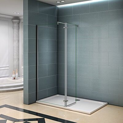 AICA Paroi de douche 90x200 avec retour pivotante 40cm et la barre de fixation extension cylindrique paroi de douche à l'italienne - Publicité AICA Paroi de douche 90x200 avec retour pivotante 40cm et la barre de fixation extension cylindrique paroi de douche à l'italienne - Publicité