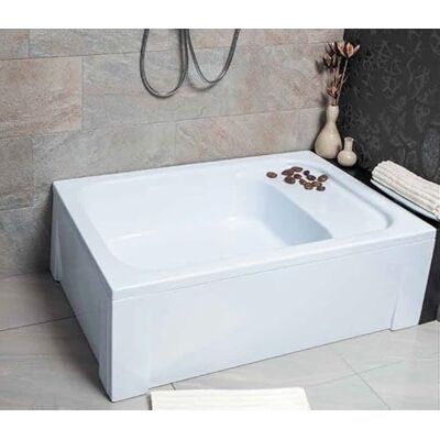 Polimat Roni Bac à Douche - Rectangulaire avec Siège - Blanc - Publicité Polimat Roni Bac à Douche - Rectangulaire avec Siège - Blanc - Publicité