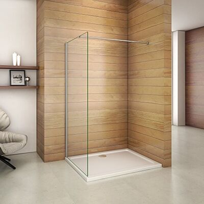 AICA 800x1950x6mm paroi de douche walk in verre anticalcaire avec barre fixation la pince 360° 900mm - Publicité AICA 800x1950x6mm paroi de douche walk in verre anticalcaire avec barre fixation la pince 360° 900mm - Publicité