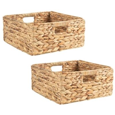 IDIMEX Panier Rangement LANZI en Jacinthe d'eau, Lot de 2, Boîte Rangement Fibre Naturelle avec Poignées, Pliables pour Rangement Salle de Bain, Coloris Naturel, 32 x 32 x 15 cm - Publicité IDIMEX Panier Rangement LANZI en Jacinthe d'eau, Lot de 2, Boîte Rangement Fibre Naturelle avec Poignées, Pliables pour Rangement Salle de Bain, Coloris Naturel, 32 x 32 x 15 cm - Publicité