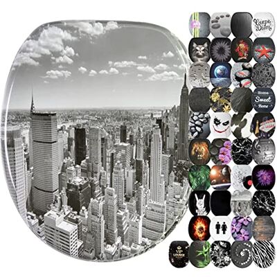 Couvercle WC Sanilo Skyline New York - Gris - Qualité premium - Publicité Couvercle WC Sanilo Skyline New York - Gris - Qualité premium - Publicité