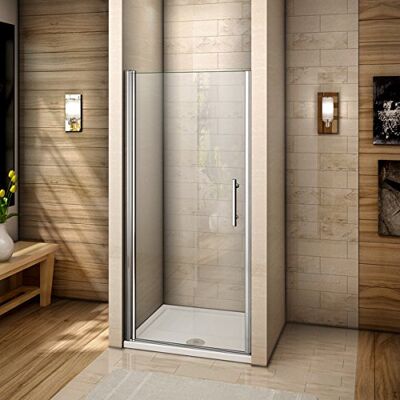 AICA Porte de douche 80x195cm Porte pivotante porte de douche paroi de douche en niche verre anticalcaire - Publicité AICA Porte de douche 80x195cm Porte pivotante porte de douche paroi de douche en niche verre anticalcaire - Publicité