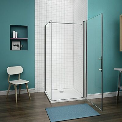 AICA Porte de douche 100x70x185cm Porte pivotante porte de douche cabine de douche avec barre de fixation 140cm verre anticalcaire - Publicité AICA Porte de douche 100x70x185cm Porte pivotante porte de douche cabine de douche avec barre de fixation 140cm verre anticalcaire - Publicité