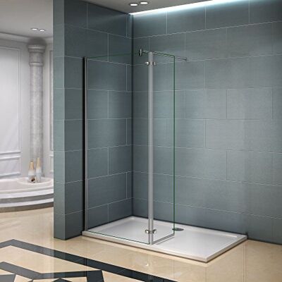 AICA Paroi de douche 100x200 avec retour pivotante 40cm et la barre de fixation avec la pince tourné à 360 degré 140cm paroi de douche à l'italienne - Publicité AICA Paroi de douche 100x200 avec retour pivotante 40cm et la barre de fixation avec la pince tourné à 360 degré 140cm paroi de douche à l'italienne - Publicité