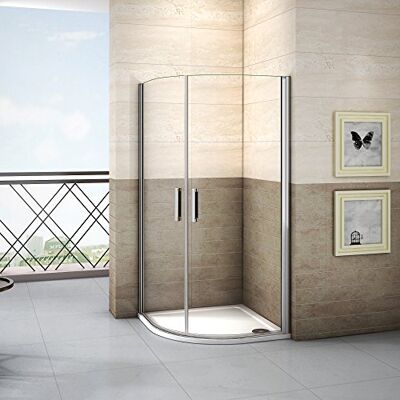 AICA Cabine de douche 80x80x195cm 1/4 de rond en verre anticalcaire - Publicité AICA Cabine de douche 80x80x195cm 1/4 de rond en verre anticalcaire - Publicité