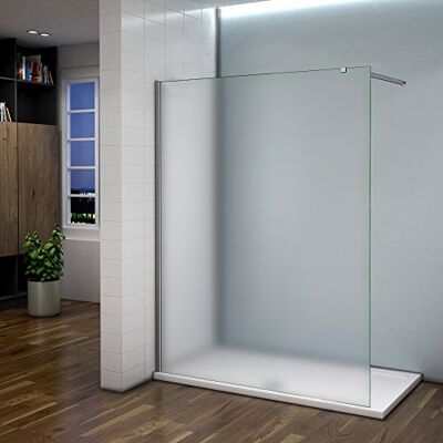 AICA Paroi de douche 120x200 cm verre dépoli et anticalcaire avec barre fixation extensible - Publicité AICA Paroi de douche 120x200 cm verre dépoli et anticalcaire avec barre fixation extensible - Publicité